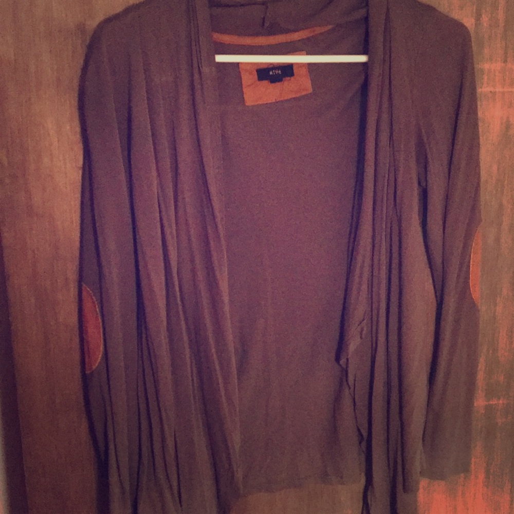 Olive Green Sweater with tan suede